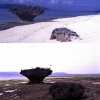 写真3　八重山諸島黒島の西の浜の変化（上：1983年、下：2002年）